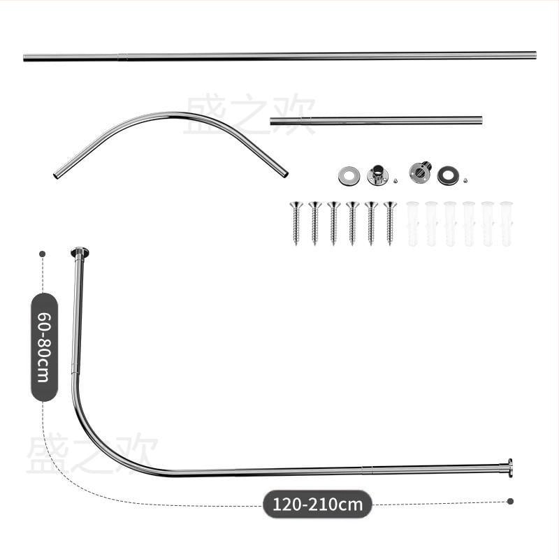 Ράβδος κουρτίνας ντους κατασκευαστή Καμπύλη τηλεσκοπική ράβδος Ράβδος μπάνιου με διάτρηση Ράβδος μπάνιου με τηλεσκοπική ράβδο σε σχήμα L χωρίς διάτρηση Πυκνότητα από ανοξείδωτο χάλυβα