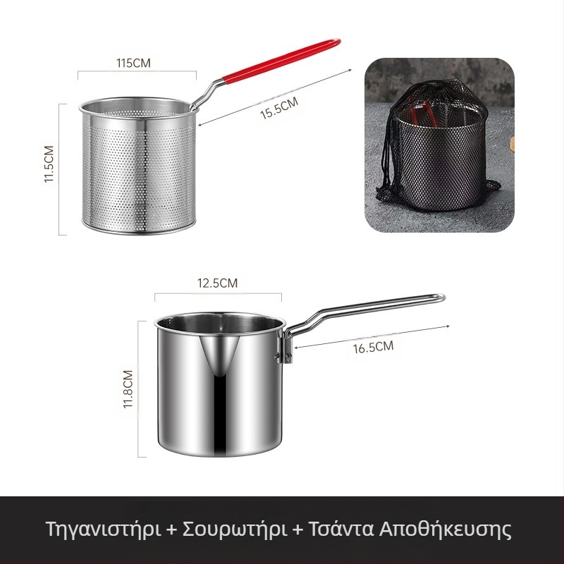 Τηγάνι από ανοξείδωτο ατσάλι 304 με φίλτρο, επαγγελματικής χρήσης, τηγανητά σουβλάκια, μικρή κατσαρόλα κουζίνας, πολυλειτουργικό, παχύρρευστο τηγάνι, διασυνοριακό