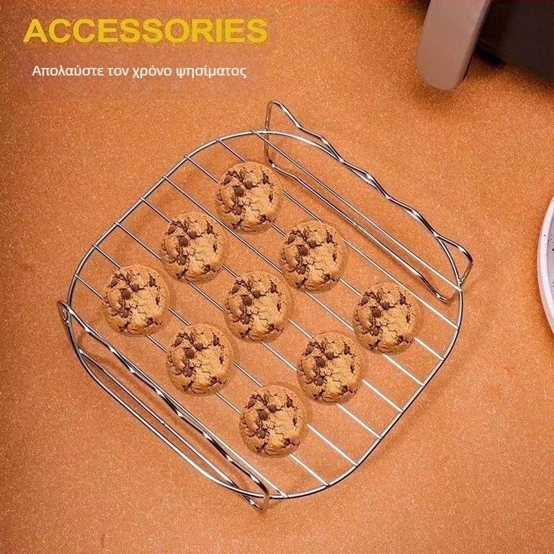 Τετράγωνη σχάρα φριτέζας αέρα από ανοξείδωτο ατσάλι, ηλεκτρική φριτέζα οικιακής χρήσης, πολυλειτουργική σχάρα, διπλή σχάρα φριτέζας αέρα