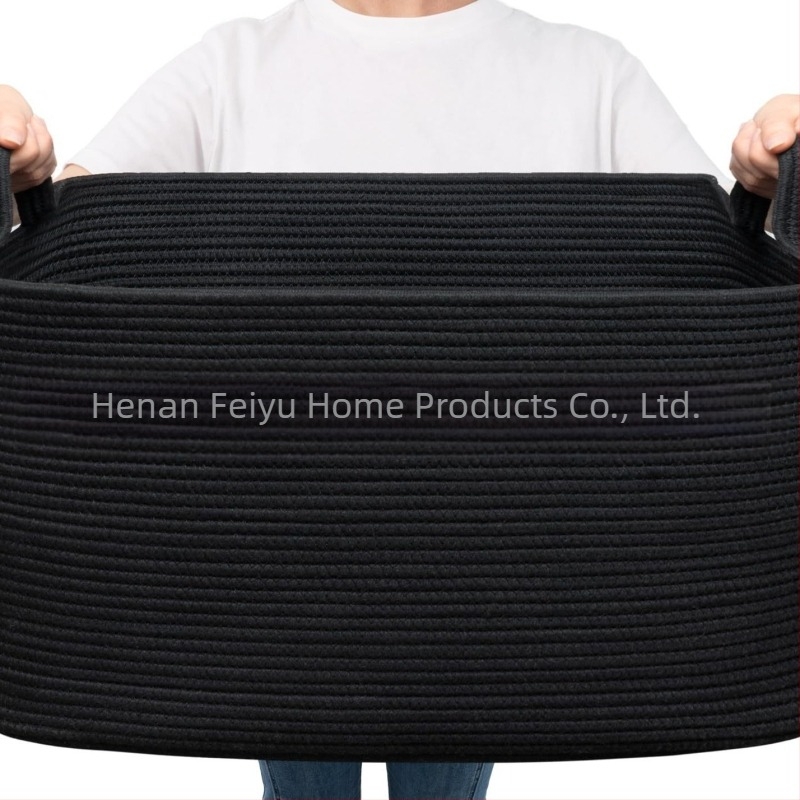 Οι κατασκευαστές πηγής αφήνουν λαβή μεγάλου μεγέθους καλάθι αποθήκευσης βαμβακερού σχοινιού, κουβέρτα αποθήκευσης χρώματος που ταιριάζει με το πτυσσόμενο καλάθι αποθήκευσης βαμβακερού σχοινιού