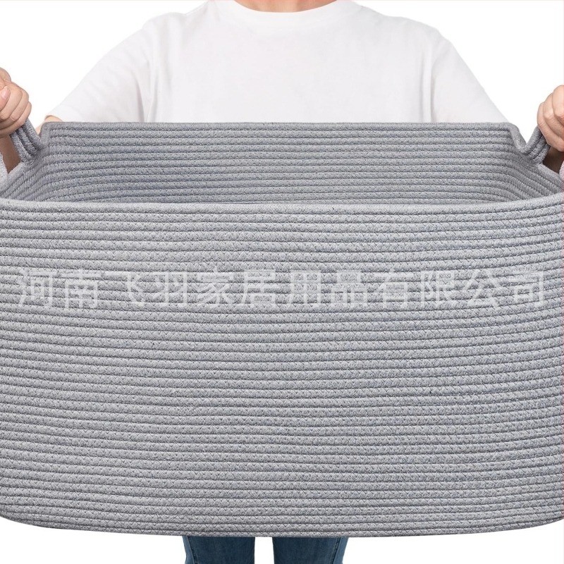 Οι κατασκευαστές πηγής αφήνουν λαβή μεγάλου μεγέθους καλάθι αποθήκευσης βαμβακερού σχοινιού, κουβέρτα αποθήκευσης χρώματος που ταιριάζει με το πτυσσόμενο καλάθι αποθήκευσης βαμβακερού σχοινιού