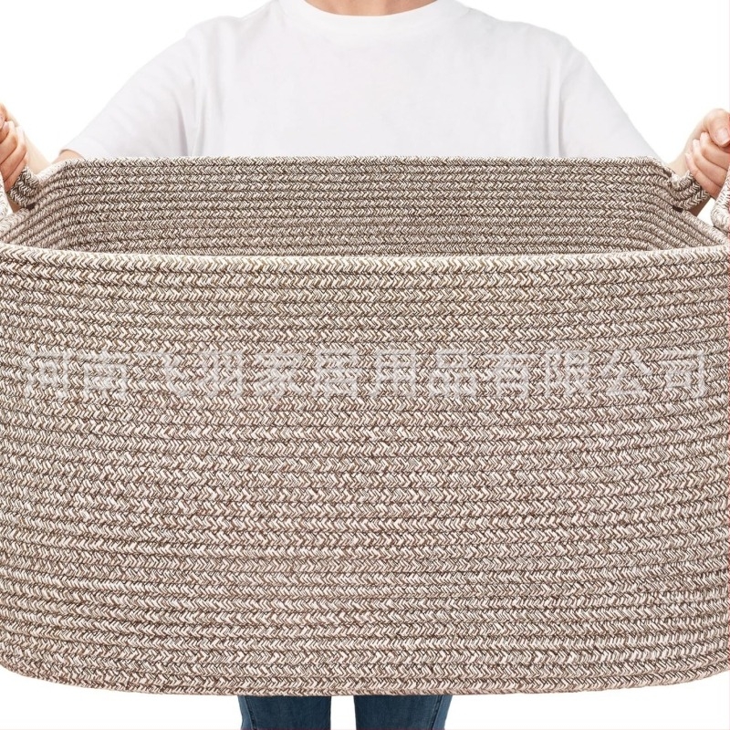 Οι κατασκευαστές πηγής αφήνουν λαβή μεγάλου μεγέθους καλάθι αποθήκευσης βαμβακερού σχοινιού, κουβέρτα αποθήκευσης χρώματος που ταιριάζει με το πτυσσόμενο καλάθι αποθήκευσης βαμβακερού σχοινιού