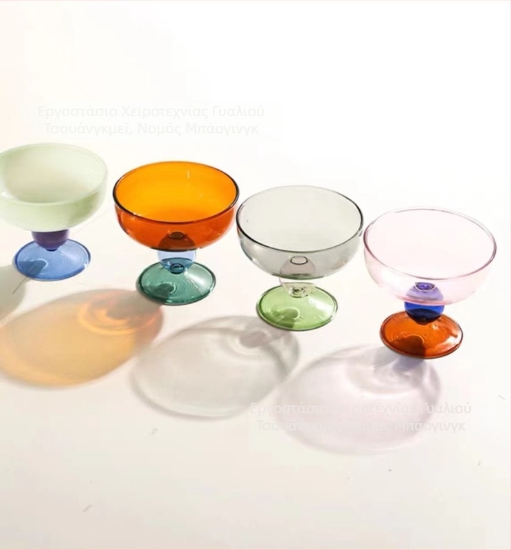 Χονδρικό οικιακό χρωματιστό γυάλινο μπολ επιδόρπιο μπολ με φρούτα παγωτό σαλάτα μπολ