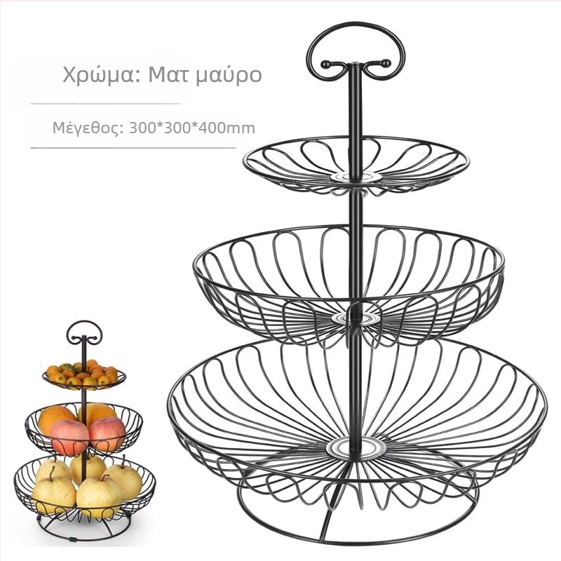 Χονδρικό καλάθι με φρούτα δημιουργικό σαλόνι ευρωπαϊκού στιλ οικιακό τραπεζάκι σαλονιού τριών στρώσεων ράφι σνακ στο Διαδίκτυο δημοφιλής μεγάλη πολυστρωματική αποθήκευση
