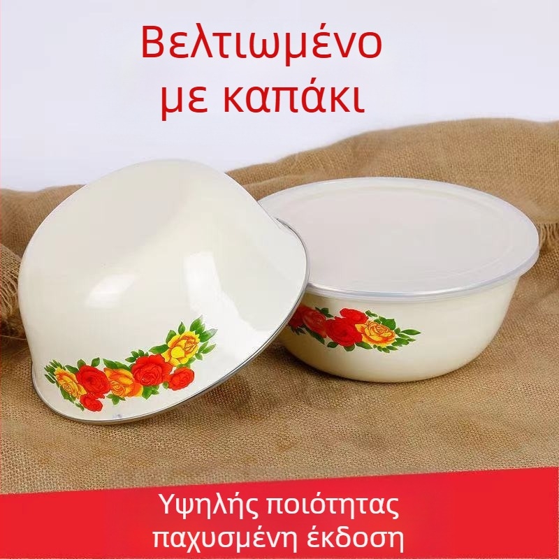 Μεγάλο μπολ ανάμειξης από σμάλτο λίρδας με καπάκι, δοχείο διατήρησης φρεσκάδας, μπολ στιγμιαίας σούπας, μπολ λαχανικών και φρουτοσαλάτας, κατασκευαστές