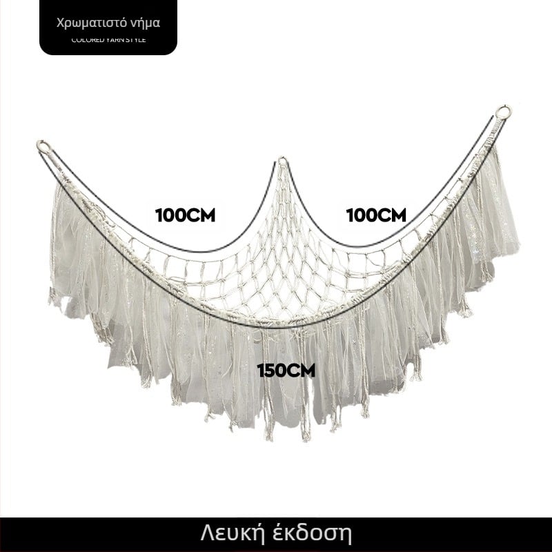 Αιώρα παιχνιδιού τσέπη με δίχτυ Χειροποίητη τσέπη με δίχτυ Λούτρινο παιχνίδι Γωνιακή αποθήκευση Τσέπη τοίχου με φούντα Διακοσμητική τσέπη με δίχτυ