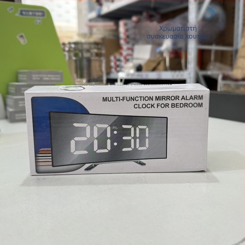 Ρολόι με κυρτή οθόνη και καθρέφτη, φωτεινή οθόνη LED, ρυθμιζόμενη φωτεινότητα, διασυνοριακή δημιουργική επιφάνεια εργασίας, μεγάλη οθόνη ηλεκτρονικού ξυπνητηριού