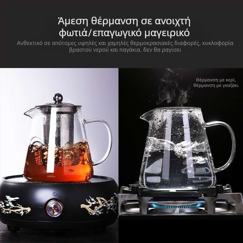 Ηλεκτρική κεραμική εστία τσαγιού, γυάλινη εστία, βραστήρας υγείας, καθαρό γυαλί, βραστήρας υψηλής βοριοπυριτικής ίνας, μεγάλης χωρητικότητας, μπορεί να κρατήσει κρύο νερό