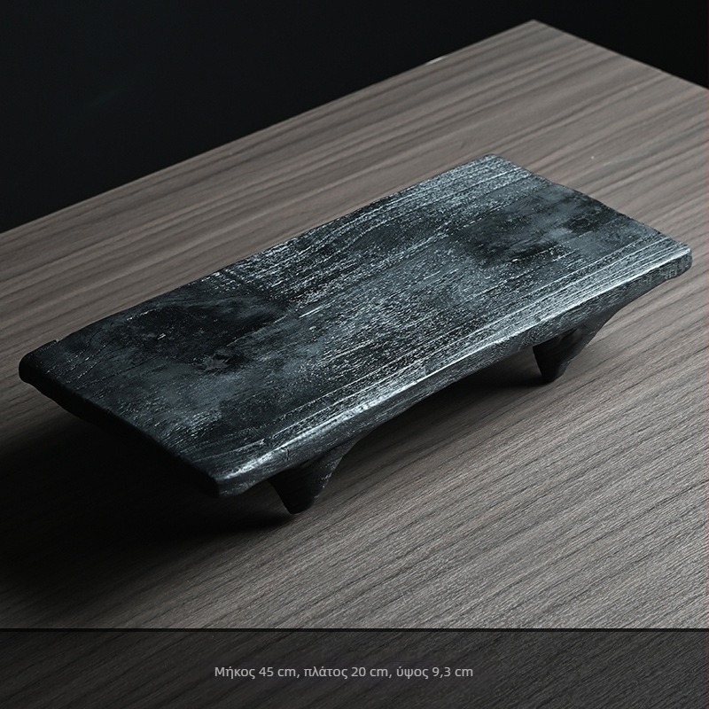 Ανθρακωμένο ξύλινο τραπέζι τσαγιού, ξηρό πιάτο φυσαλίδων, ιαπωνικό στυλ, ανόητο στυλ, εκλεκτής ποιότητας δίσκος, αξεσουάρ τελετής τσαγιού για οικιακή χρήση, ολόκληρος τετραγωνικός δίσκος τσαγιού