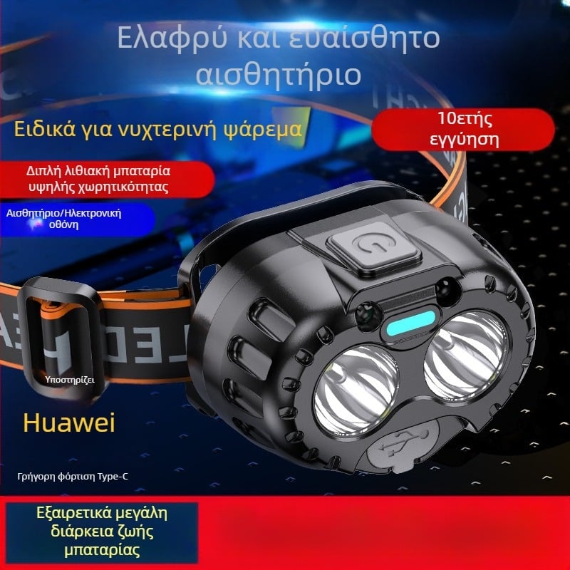 Διασυνοριακός προβολέας πολλαπλών λειτουργιών LED εξωτερικού χώρου με ισχυρό φως, λάμπα ψαρέματος ανθρακωρύχου, μεγάλη διάρκεια ζωής μπαταρίας, φορητός επαγωγικός προβολέας φόρτισης USB