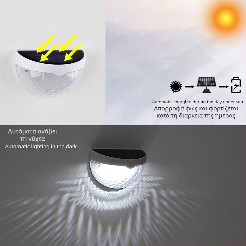 Ηλιακό φως Amazon, φωτιστικό τοίχου LED, ημικυκλικό φως ατμόσφαιρας κήπου, φως φράχτη πισίνας, ηλιακό φως κήπου