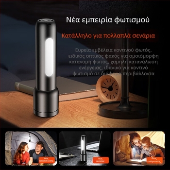 Τηλεσκοπικός φακός ζουμ Philips με ισχυρό φως, εξαιρετικά φωτεινό υλικό ABS, με πλευρικά φώτα, φορητός φακός εξωτερικού χώρου μεγάλης εμβέλειας