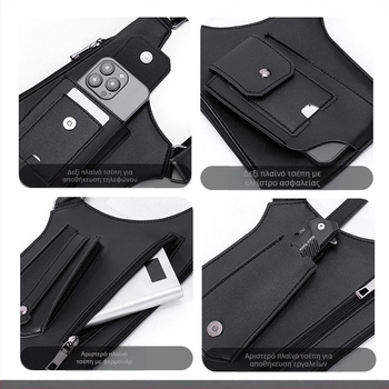 Τακτική τσάντα στήθους Νέα ανδρική ρετρό τσάντα πλάτης μασχάλης Πολυλειτουργική τσάντα ώμου Τσάντα γιλέκου για υπαίθριες αθλητικές δραστηριότητες Τσάντα κινητού τηλεφώνου