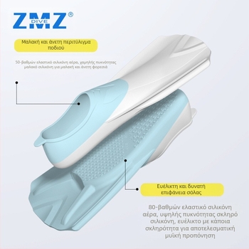 Πτερύγια σιλικόνης προσαρμοσμένα χρώματα, προπόνηση κατάδυσης, παιδικά πτερύγια κολύμβησης, ελεύθερης κατάδυσης