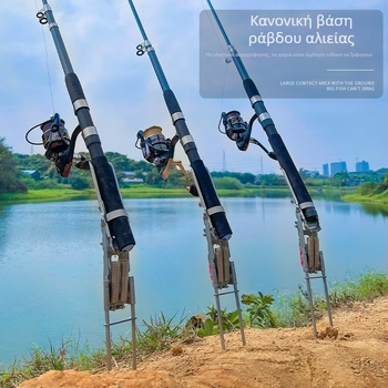 Αυτόματο καλάμι ψαρέματος από ανοξείδωτο ατσάλι, βάση καλαμιού ψαρέματος εδάφους, μοχλός καλαμιού, βάση καλαμιού ψαρέματος με λάστιχο, βάση καλαμιού ψαρέματος με αναπήδηση, καλάμι ρίψης