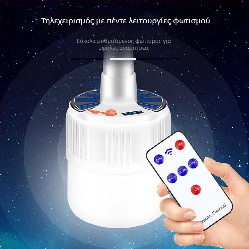 Ηλιακό φως έκτακτης ανάγκης LED φόρτισης Νυχτερινή αγορά Κινητό περίπτερο κάμπινγκ φως εξωτερικού φωτισμού Κρεμαστό φως Τηλεχειριστήριο λάμπα φωτός