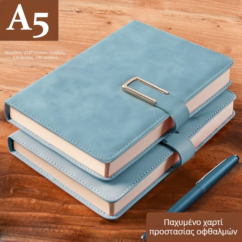 Σημειωματάριο από παχύ δέρμα με αγκράφα για επιχειρηματίες, απλούς φοιτητές, 5 βιβλία για συσκέψεις