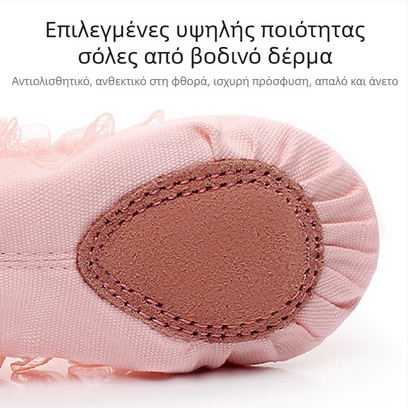 Παπούτσια Χορού Γυναικεία και Παιδικά Μαλακή Σόλα Φθινόπωρο και Χειμώνας Πρακτική Κορμάκι με επένδυση από φλις, Σαρκώδη Δαντέλα, Cat's Claw για Κορίτσια, Πριγκίπισσα Μπαλέτου, Χορός