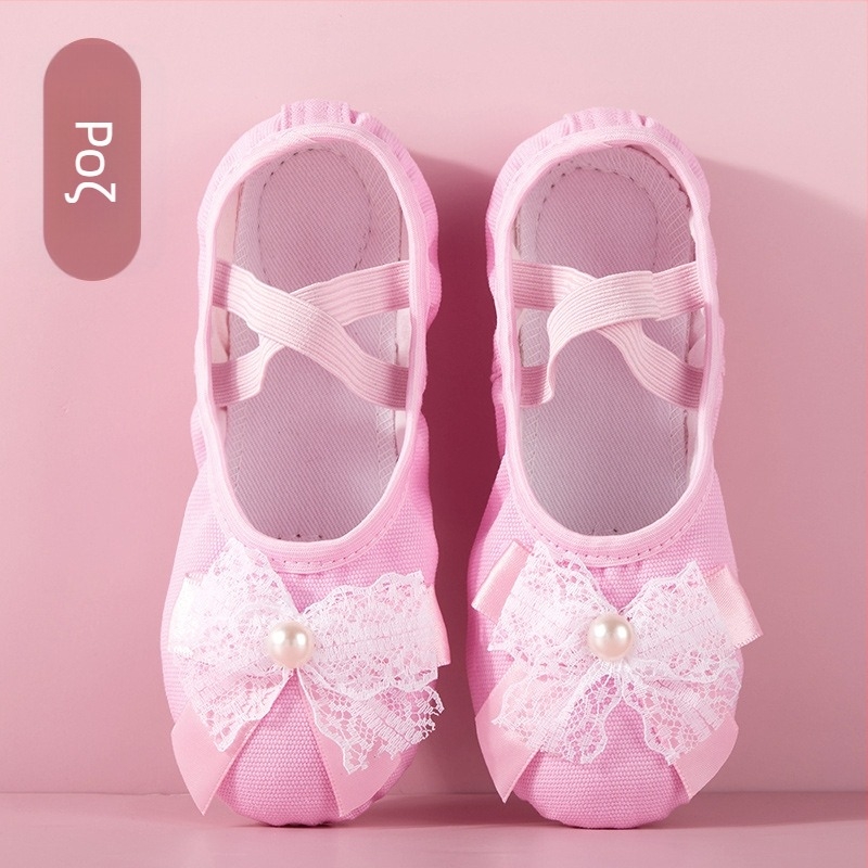 Παπούτσια Χορού Γυναικεία και Παιδικά Μαλακή Σόλα Φθινόπωρο και Χειμώνας Πρακτική Κορμάκι με επένδυση από φλις, Σαρκώδη Δαντέλα, Cat's Claw για Κορίτσια, Πριγκίπισσα Μπαλέτου, Χορός