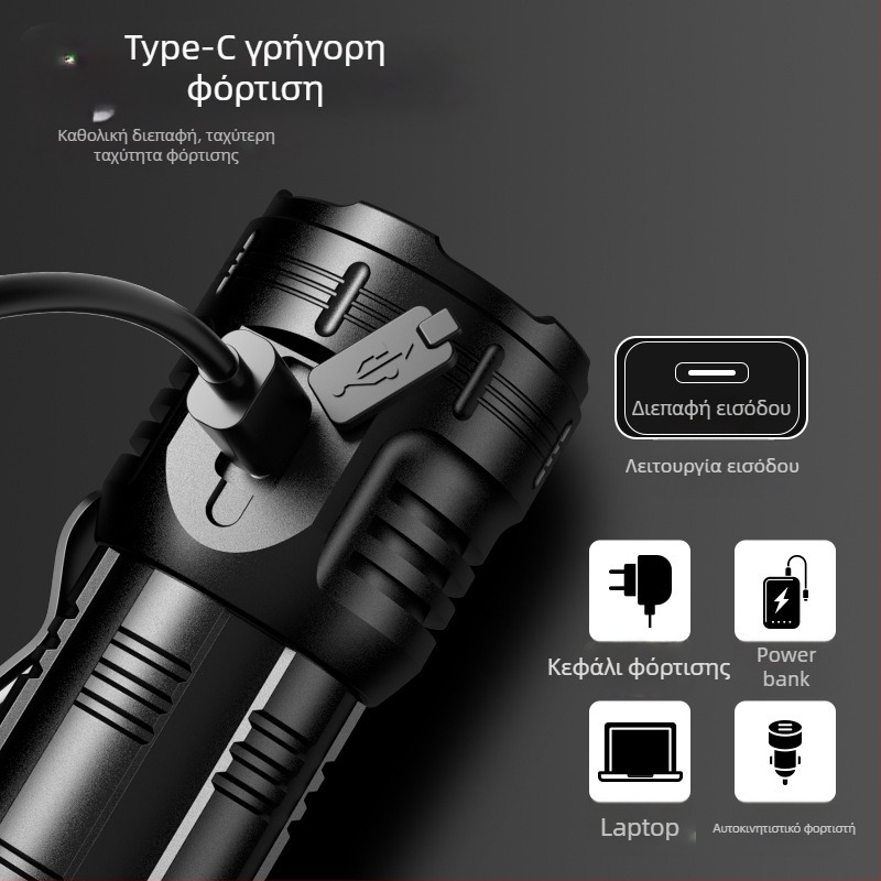 Δημοφιλής οκταγωνικός φακός τέρας της Amazon, εξαιρετικά φωτεινός εξωτερικός οικιακός φορητός μίνι φωτισμός, μεταλλικός λαμπτήρας καπέλου με κλιπ στυλό