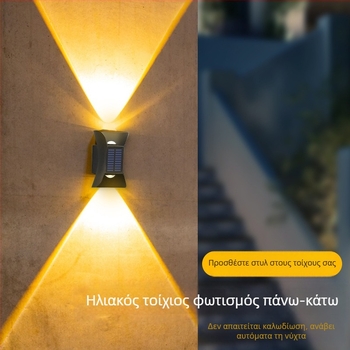 Νέα ηλιακή λάμπα με κέρατο εξωτερική αδιάβροχη λάμπα τοίχου αυλή κήπου τοίχου προβολέας λάμπα τοίχου πόρτας βίλας