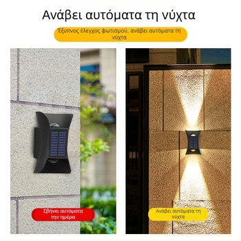 Νέα ηλιακή λάμπα με κέρατο εξωτερική αδιάβροχη λάμπα τοίχου αυλή κήπου τοίχου προβολέας λάμπα τοίχου πόρτας βίλας