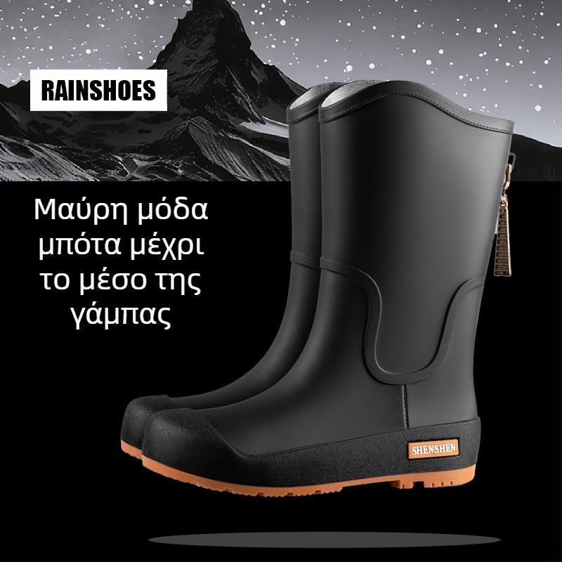 Γυναικεία μπότες νερού, ψηλά, μοντέρνα παπούτσια νερού για ενήλικες, αντιολισθητικά, μακριά μπότες νερού, γυναικείες υπαίθριες, αδιάβροχες μπότες νερού με επένδυση fleece, παπούτσια εργασίας από καουτσούκ