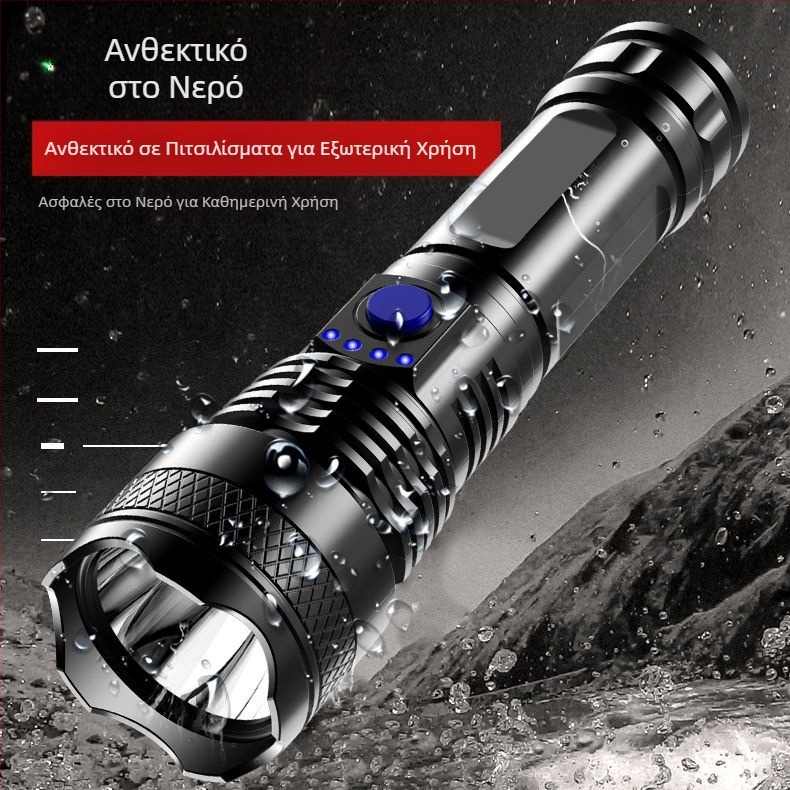 Διασυνοριακός φακός ABS φόρτισης USB οθόνη τροφοδοσίας για οικιακή εξωτερική φορητή νυχτερινή αλιεία κάμπινγκ ισχυρός φακός