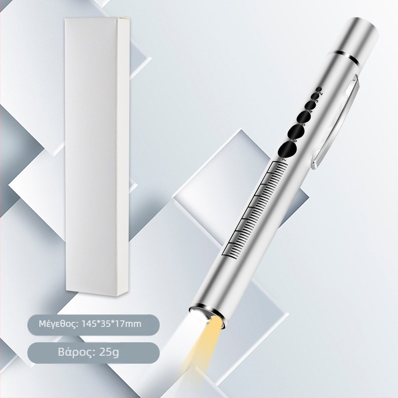 Διπλή πηγή φωτός λάμπα στυλό κόρης επαναφορτιζόμενη από ανοξείδωτο χάλυβα ιατρικής στοματικής εξέτασης LED λάμπα στυλό φακός για γιατρό νοσοκόμα