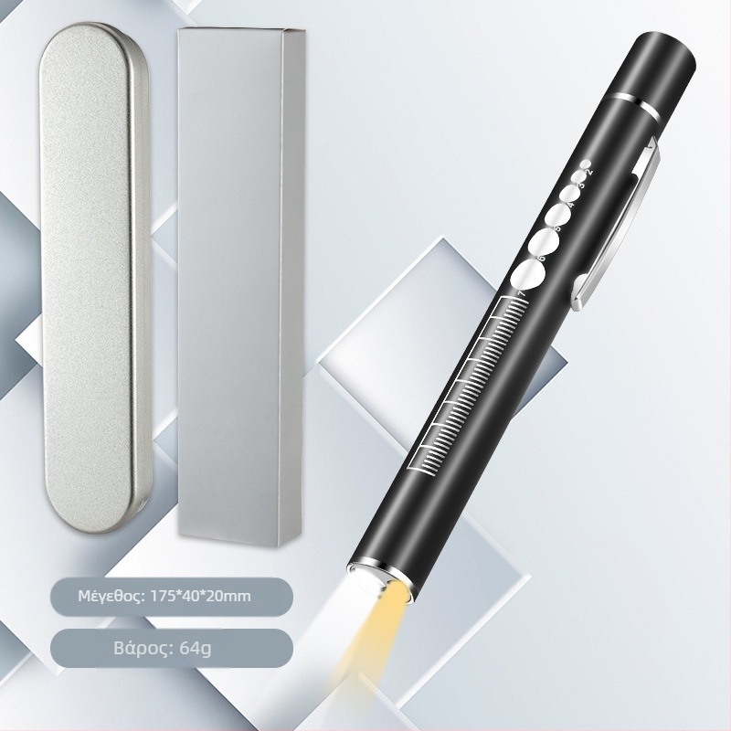 Διπλή πηγή φωτός λάμπα στυλό κόρης επαναφορτιζόμενη από ανοξείδωτο χάλυβα ιατρικής στοματικής εξέτασης LED λάμπα στυλό φακός για γιατρό νοσοκόμα