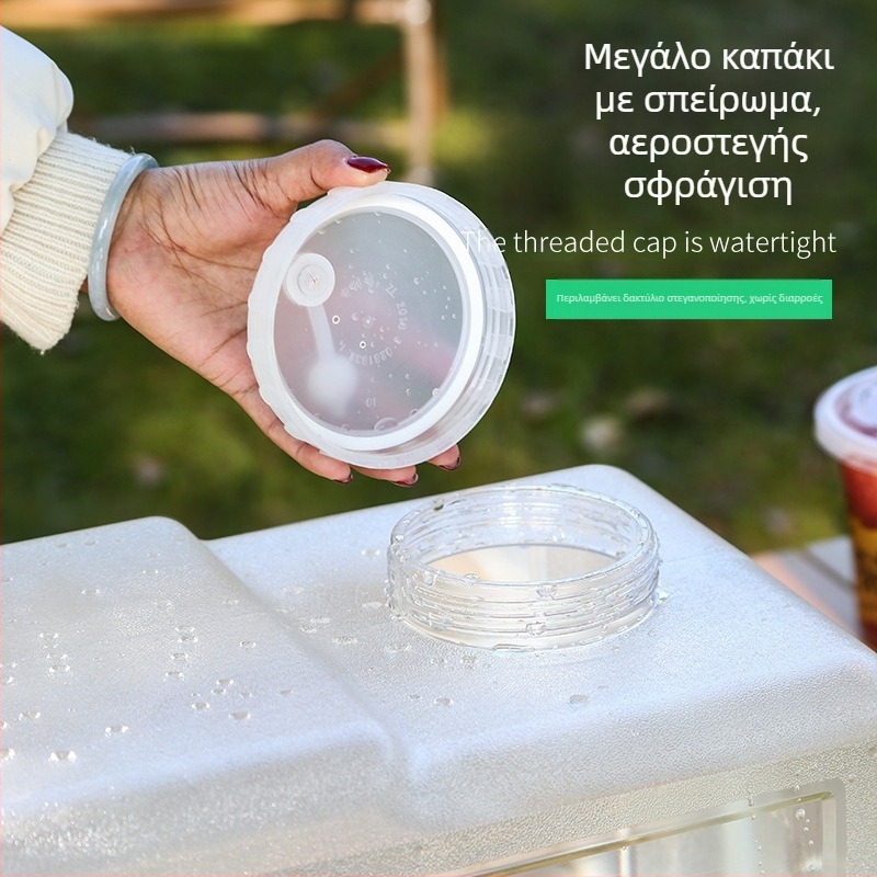 Διαφανής εξωτερική δεξαμενή νερού με βρύση για αυτοκινούμενο κάμπινγκ και οδικά ταξίδια – αποθήκευση πόσιμου νερού