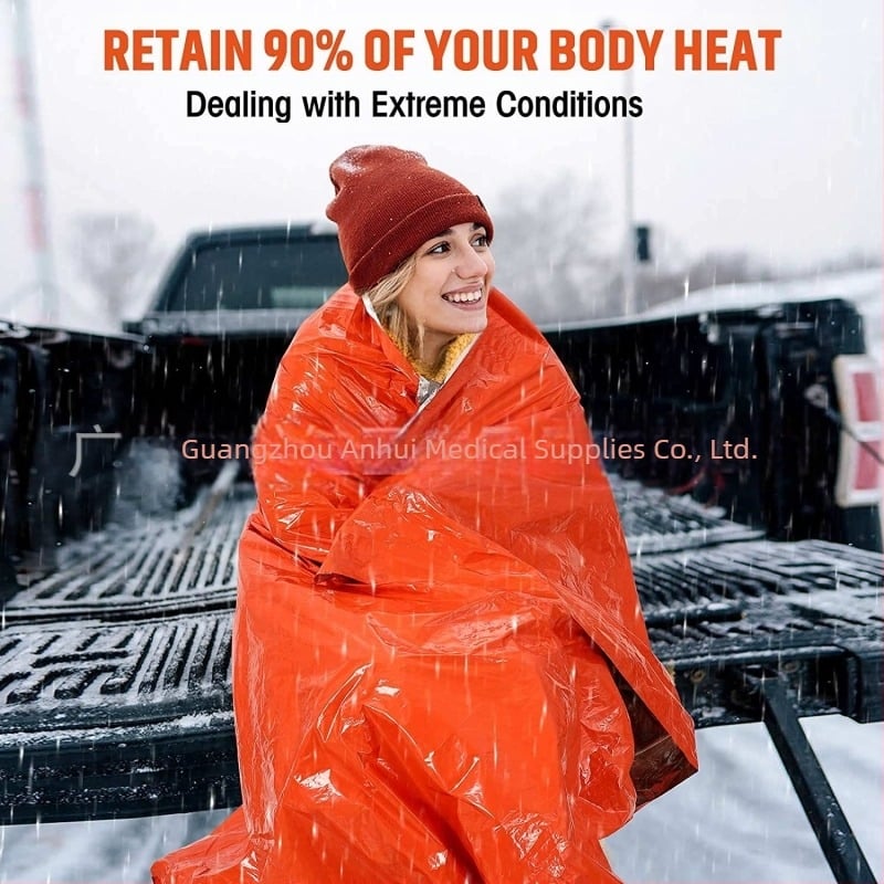 Ζεστή κουβέρτα έκτακτης ανάγκης από πολυεστερικό φιλμ - Space Blanket Survival Kit Camping Blanket Bivvy Emergency Sleeping Bag