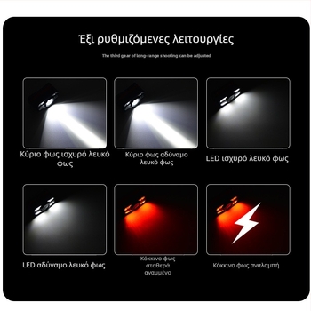 Εξωτερικός προβολέας LED με ισχυρό φως COB, επαναφορτιζόμενος προβολέας, φως οδήγησης, νυχτερινό ψάρεμα, λευκό και κόκκινο διπλό φως
