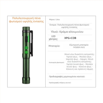 Νέος, εξαιρετικά φωτεινός, διπλής πηγής φωτός μεγάλης εμβέλειας, διπλός μαγνητικός φακός στυλό με ξηρή μπαταρία λιθίου, φορητός φακός γενικής χρήσης, διασυνοριακής παραγωγής