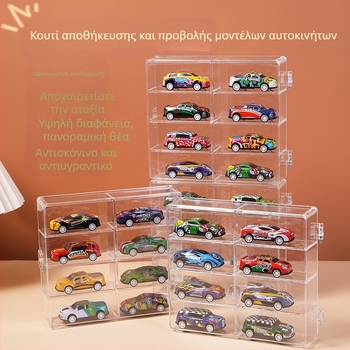 Μικρό κουτί αποθήκευσης μοντέλου αυτοκινήτου 4 στρώσεις 8 πλέγματος μοντέλο αυτοκινήτου ανθεκτικό στη σκόνη ράφι οθόνης διαφανές αυτοκίνητο παιχνίδι οθόνη