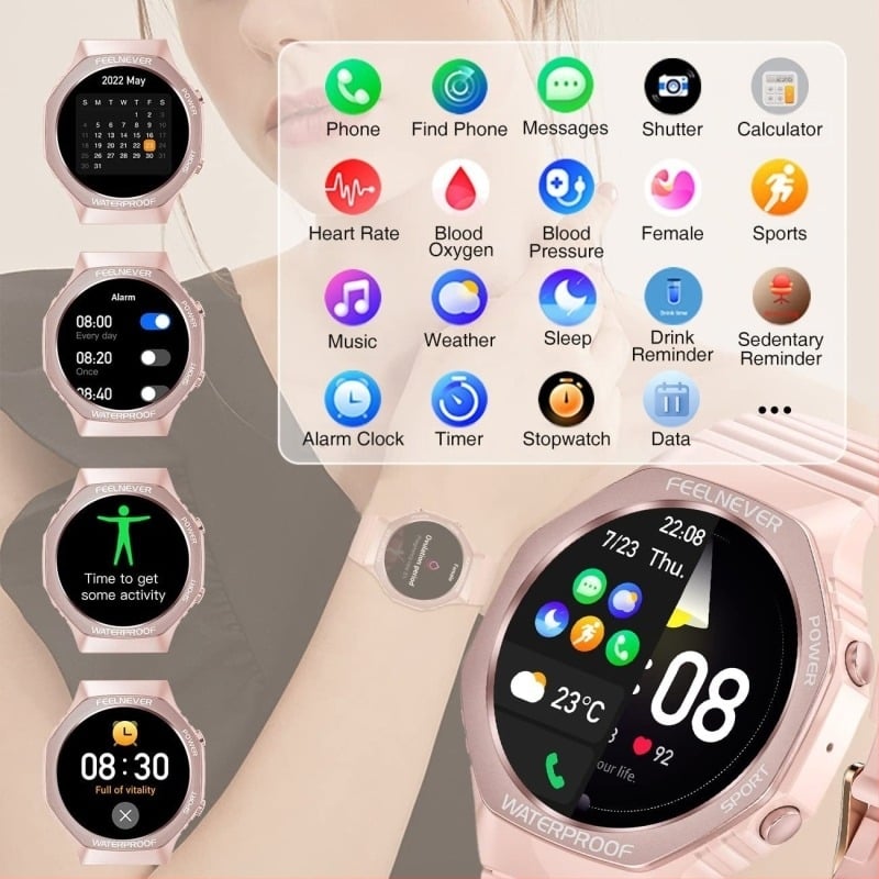 Γυναικείο εκρηκτικό έξυπνο ρολόι μόδας Amazon με Bluetooth, καρδιακό ρυθμό, ύπνο, γιόγκα, τρέξιμο, αθλητικό ρολόι