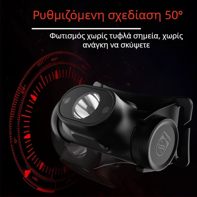 Διασυνοριακός προβολέας Philips Sfl1851 με εξαιρετικά ελαφρύ έξυπνο αισθητήρα, εξωτερικός, πεζοπορία, κάμπινγκ, στυλ Patrol, τοποθετημένος στο κεφάλι