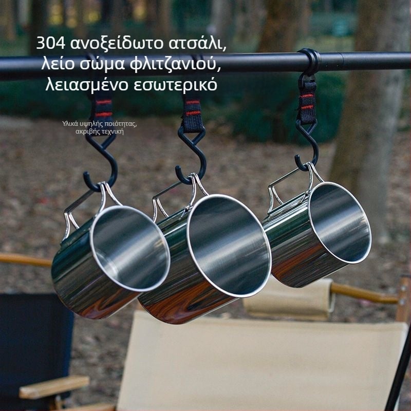 Πολυχρηστικό κύπελλο από ανοξείδωτο ατσάλι, φορητό σετ κυπέλλων για κάμπινγκ, επιτραπέζια σκεύη αναρρίχησης και κάμπινγκ, πολυλειτουργικό κύπελλο νερού 4 τεμαχίων