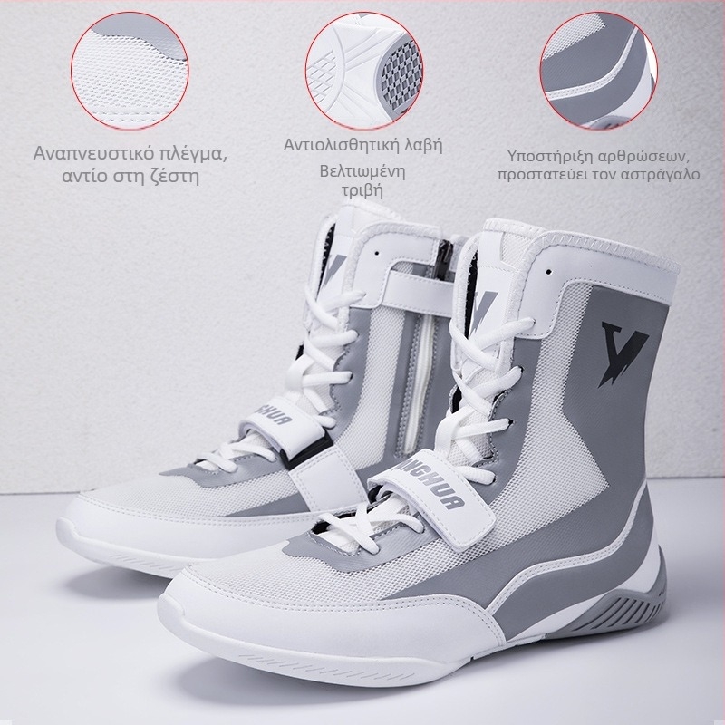 Παπούτσια πάλης με φερμουάρ, Ανδρικά επαγγελματικά παπούτσια μάχης, Παπούτσια προπόνησης μάχης, Παπούτσια πυγμαχίας, Μακριές μπότες, Παπούτσια πυγμαχίας Thai Sanda