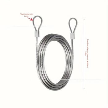 Συρματόσχοινο από ανοξείδωτο ατσάλι με επικάλυψη από καουτσούκ, ανθεκτικό άπλωμα για εξωτερικούς χώρους, εσωτερικούς χώρους, γενικής χρήσης, συρματόσχοινο