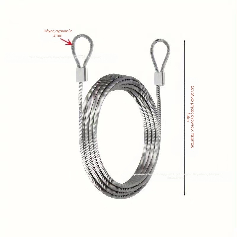 Συρματόσχοινο από ανοξείδωτο ατσάλι με επικάλυψη από καουτσούκ, ανθεκτικό άπλωμα για εξωτερικούς χώρους, εσωτερικούς χώρους, γενικής χρήσης, συρματόσχοινο