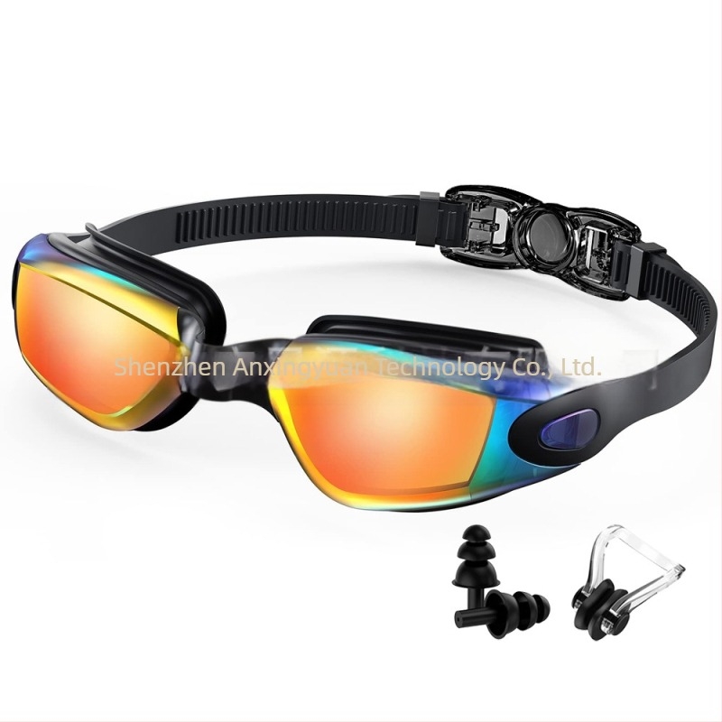 Γυαλιά κολύμβησης για ενήλικες διασυνοριακές εκρήξεις, γυαλιά κολύμβησης αντιθαμβωτικά HD ηλεκτρολυτικοί φακοί για άνδρες και γυναίκες με ωτοασπίδες, κλιπ μύτης, άμεση προμήθεια από το εργοστάσιο