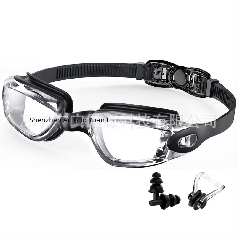 Γυαλιά κολύμβησης για ενήλικες διασυνοριακές εκρήξεις, γυαλιά κολύμβησης αντιθαμβωτικά HD ηλεκτρολυτικοί φακοί για άνδρες και γυναίκες με ωτοασπίδες, κλιπ μύτης, άμεση προμήθεια από το εργοστάσιο