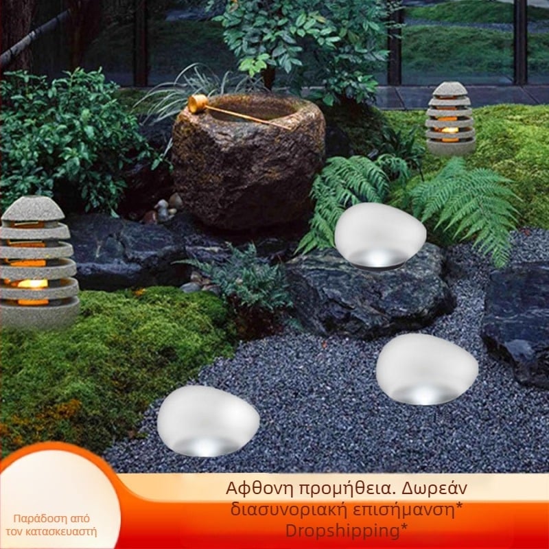 Εξωτερικό ηλιακό γκαζόν, πλακόστρωτο, υπόγειο φως, σπίτι, βίλα, κήπος, φωτιστικό κήπου, φωτεινή πέτρινη λάμπα