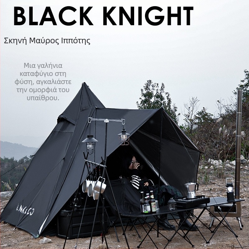 Κατασκευαστής χονδρικής εξωτερικής διπλής στρώσης εσωτερική και εξωτερική σκηνή τύπου πύργου Spire σκηνή κάμπινγκ αδιάβροχη μαύρη σκηνή πυραμίδας πολεμιστή για πολλά άτομα