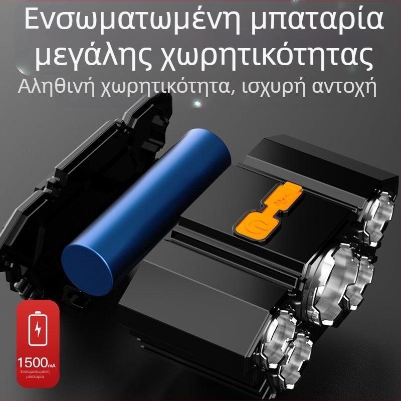 Νέος προβολέας LED με 5 κεφαλές, επαναφορτιζόμενη λάμπα ψαρέματος USB, φακός ψαρέματος μεγάλης εμβέλειας με ισχυρό φως