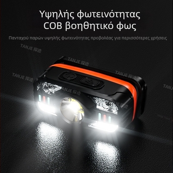 Διασυνοριακός έξυπνος επαγωγικός μικρός προβολέας πολλαπλών λειτουργιών πολλαπλών φωτεινών πηγών φόρτισης εξωτερικού χώρου με κεφαλή, φακός νυχτερινής αλιείας χονδρικής