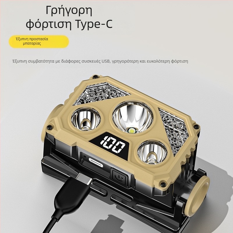 Νέος φακός κεφαλής Smart Patrol Smart Patrol για νυχτερινό ψάρεμα, μακράς διαρκείας, με δυνατό φως και υψηλή φωτεινότητα, για εξωτερικούς χώρους, μίνι επαναφορτιζόμενος προβολέας LED