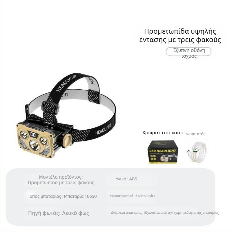 Νέος φακός κεφαλής Smart Patrol Smart Patrol για νυχτερινό ψάρεμα, μακράς διαρκείας, με δυνατό φως και υψηλή φωτεινότητα, για εξωτερικούς χώρους, μίνι επαναφορτιζόμενος προβολέας LED