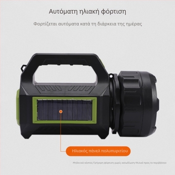 Φορητή ηλιακή φόρτιση λάμπας πολυλειτουργικός φακός ισχυρό φως φορητός προβολέας πολυλειτουργικής φόρτισης COB εξωτερικού χώρου